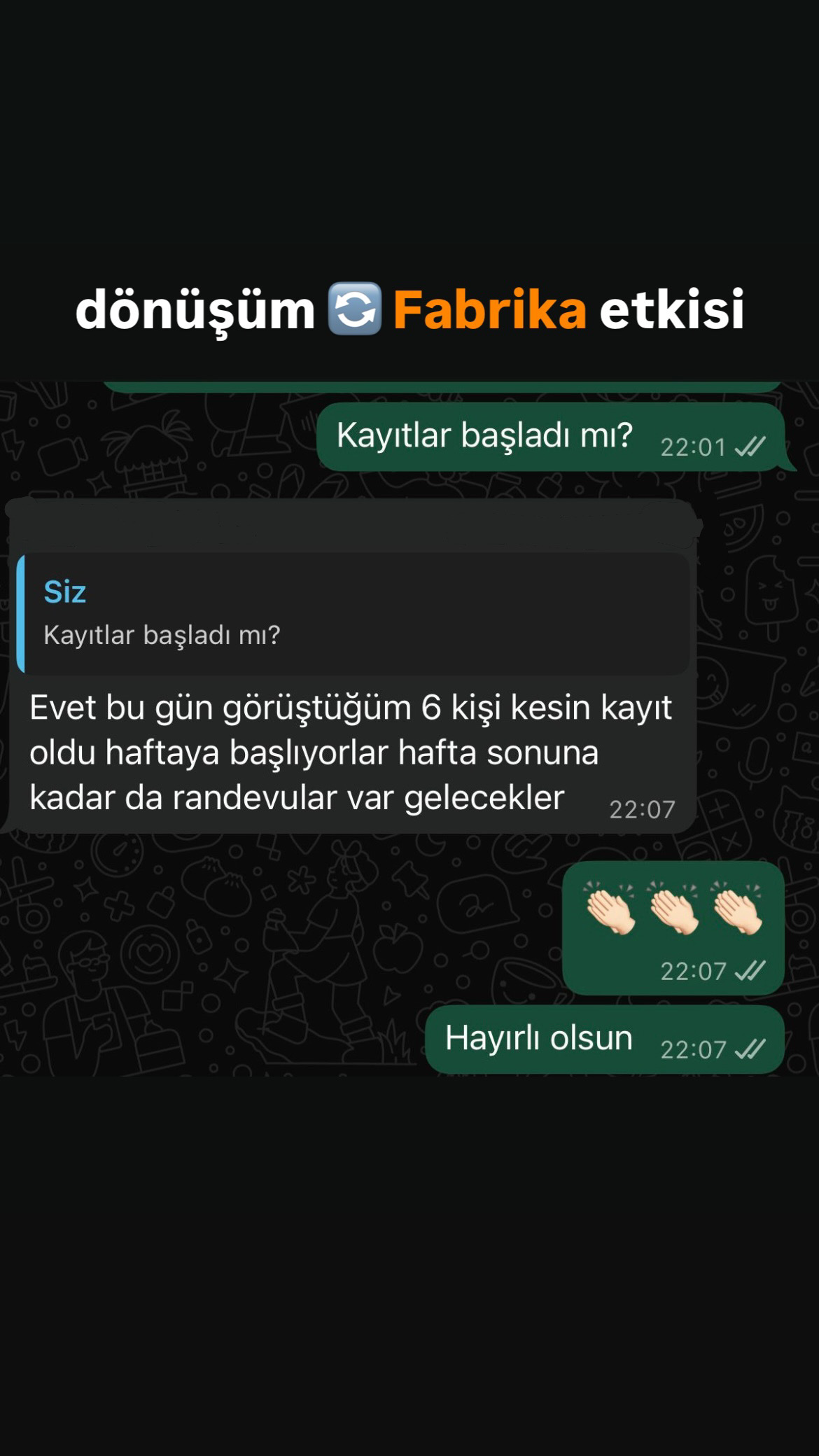 Danışan sonuç ekran görüntüsü 1